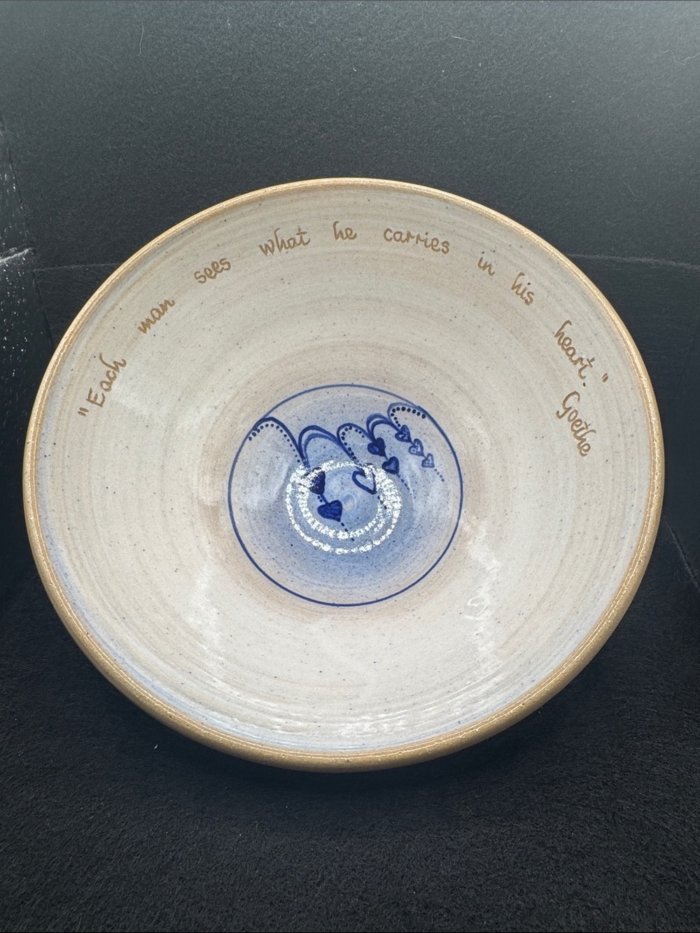 Handmade Ceramic Decorative Bowl - Blue and Cream